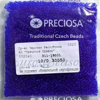 Бисер Preciosa круглый 10/0 цв.30050 прозрачный Натуральный (цена за уп/50г)